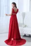 Une Ligne De V-cou Classique Naturelle Rouge Robes De Soirée