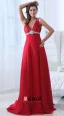 Une Ligne De V-cou Classique Naturelle Rouge Robes De Soirée