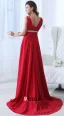 Une Ligne De V-cou Classique Naturelle Rouge Robes De Soirée
