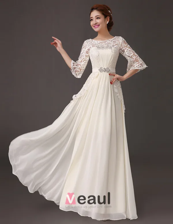 Glamour D'une Ligne D'accessoires En Cristal De Perles Parole Longueur Mousseline Robes De Soirée