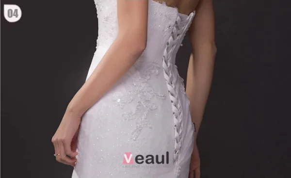Sirène Bustier Chapelle Train Dentelle Robe De Mariée
