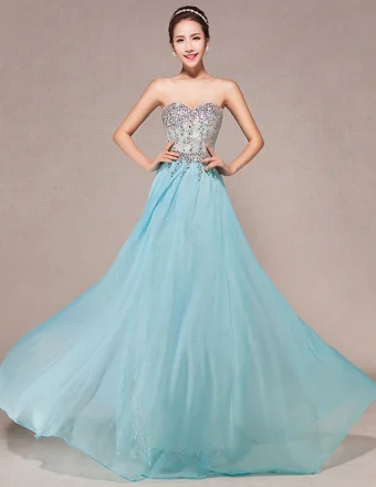 2015 Sweetheart Handmade Rhinestone Floor Length Long Evening Dresses