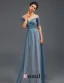 Empire Bretelles Profonde Col V Bling Bling Sash Tulle Robes De Soirée