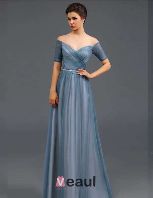 Empire Bretelles Profonde Col V Bling Bling Sash Tulle Robes De Soirée