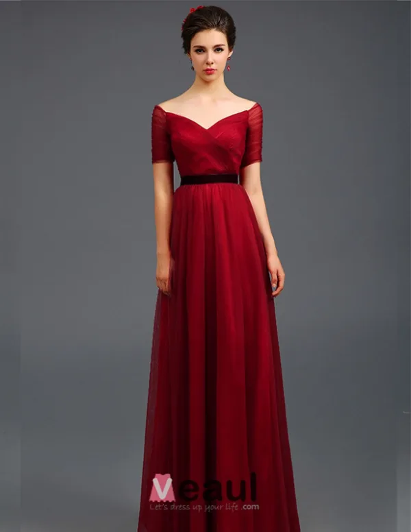 Empire Bretelles Profonde Col V Bling Bling Sash Tulle Robes De Soirée