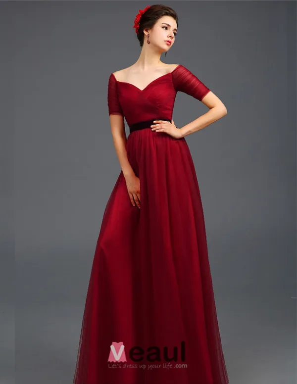 Empire Bretelles Profonde Col V Bling Bling Sash Tulle Robes De Soirée