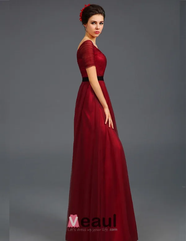 Empire Bretelles Profonde Col V Bling Bling Sash Tulle Robes De Soirée