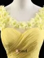 2015 Princess Shoulders Embroidered Flowers Scoop Neck Ruffle Chiffon Daffodil Evening Dresses
