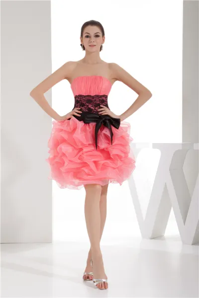 Bustier Glamour Robe De Cocktail Courte Rose