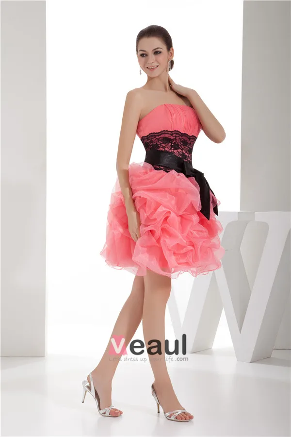 2015 Glamorous Strapless Short Pink Cocktail Dress