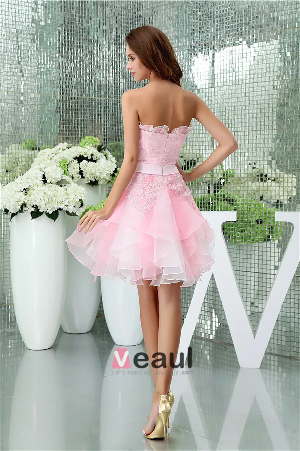 Dentelle Bustier Mignonne Robe De Cocktail Rose