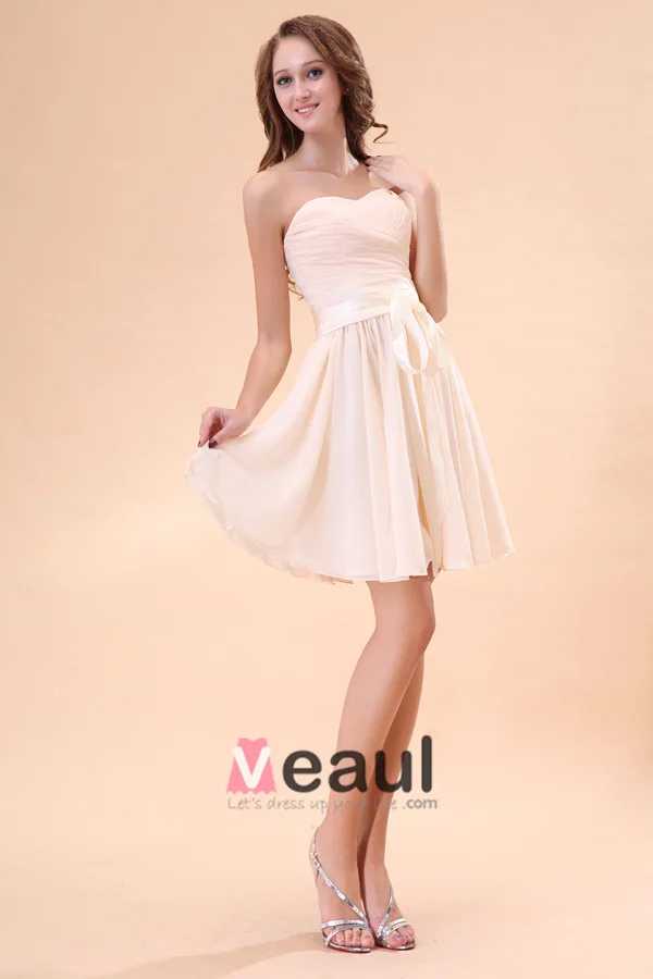 Ideell Kjæreste A-linje Kort Brudepike Kjole
