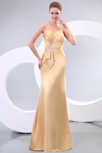 2015 Unique Satin Floor-length Spaghetti Straps Long Bridesmaid Dress