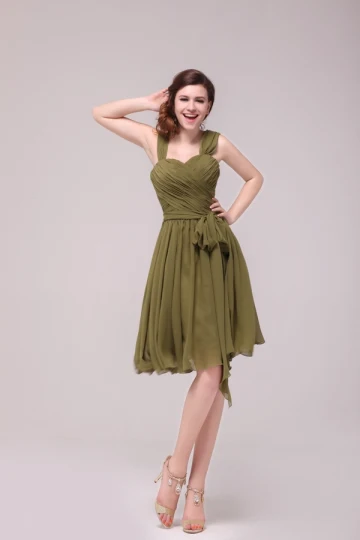 Manches Vert Robe De Demoiselle D Honneur Sangles