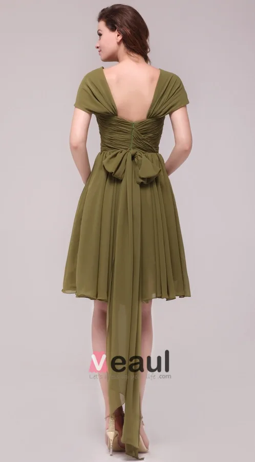 Manches Vert Robe De Demoiselle D'honneur Sangles