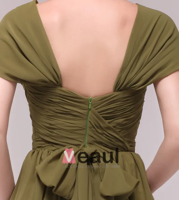 Manches Vert Robe De Demoiselle D'honneur Sangles