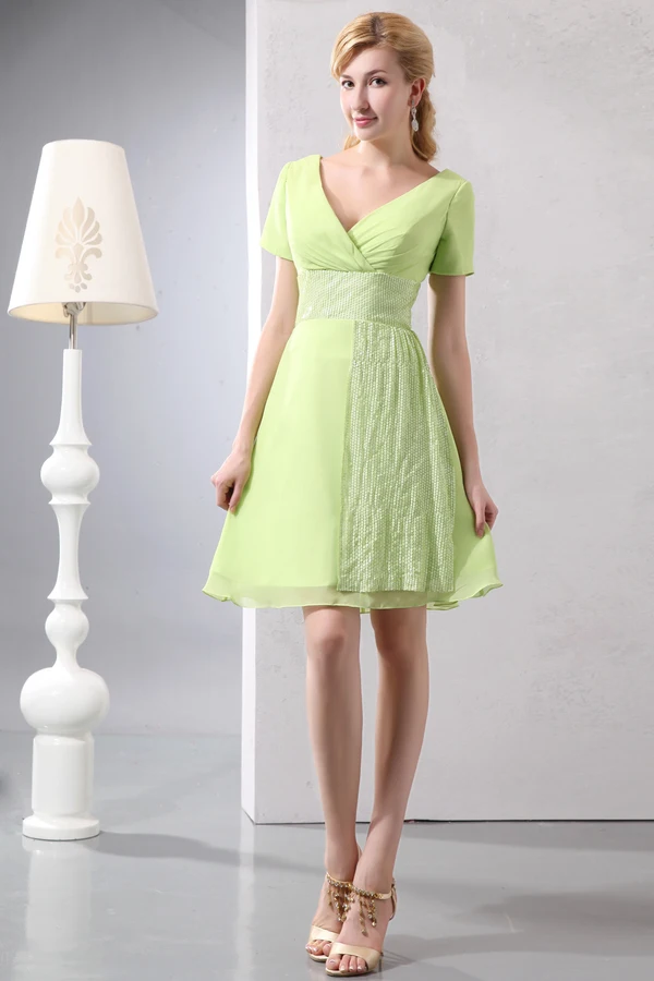 Consummate Chiffon V Hals Kort Brudepike Kjole