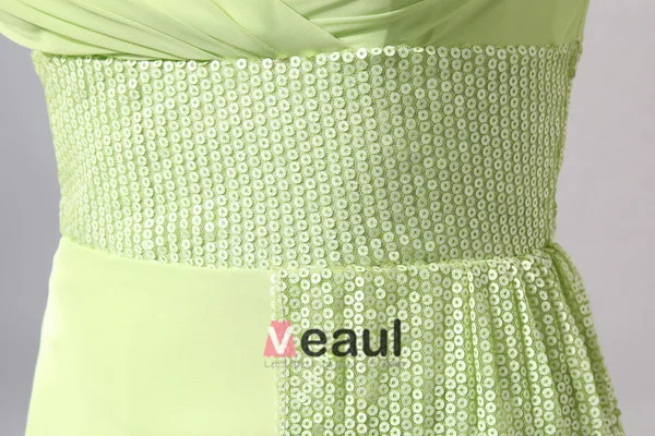 Volleerde Chiffon V-hals Korte Bruidsmeisjes Jurk