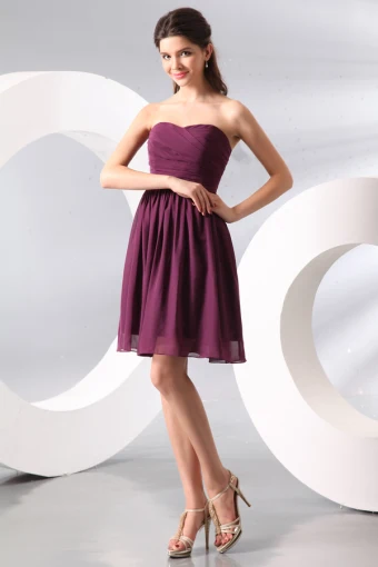 2015 Smooth Sweetheart Zipper Knee Length Bridesmaid Dress