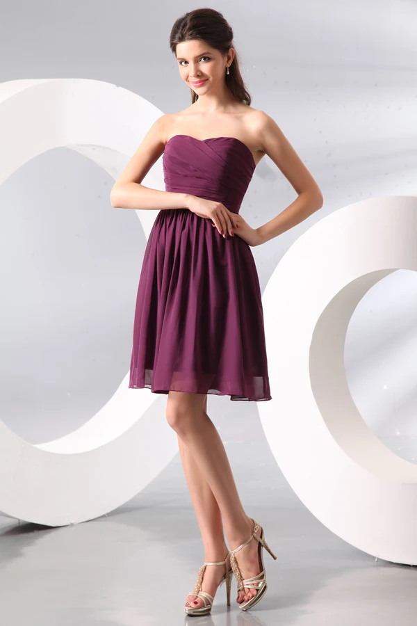 Glatt Kjæreste Glidelås Knelang Brudepike Kjole