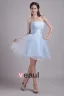 Avenante Satin Ciel De Tulle Robe De Cocktail Bleu Une Ligne