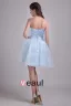 Avenante Satin Ciel De Tulle Robe De Cocktail Bleu Une Ligne