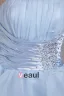 Avenante Satin Ciel De Tulle Robe De Cocktail Bleu Une Ligne