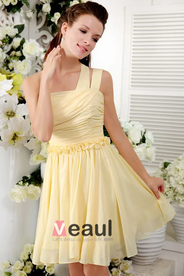 2015 Charming Princess One Shoulder Daffodil Cocktail Dress