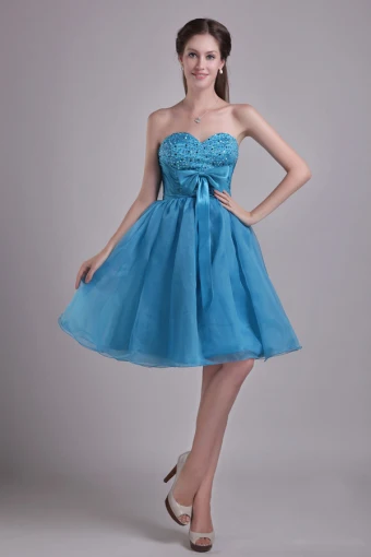 2015 Goodly Short Strapless Blue Cocktail Dress