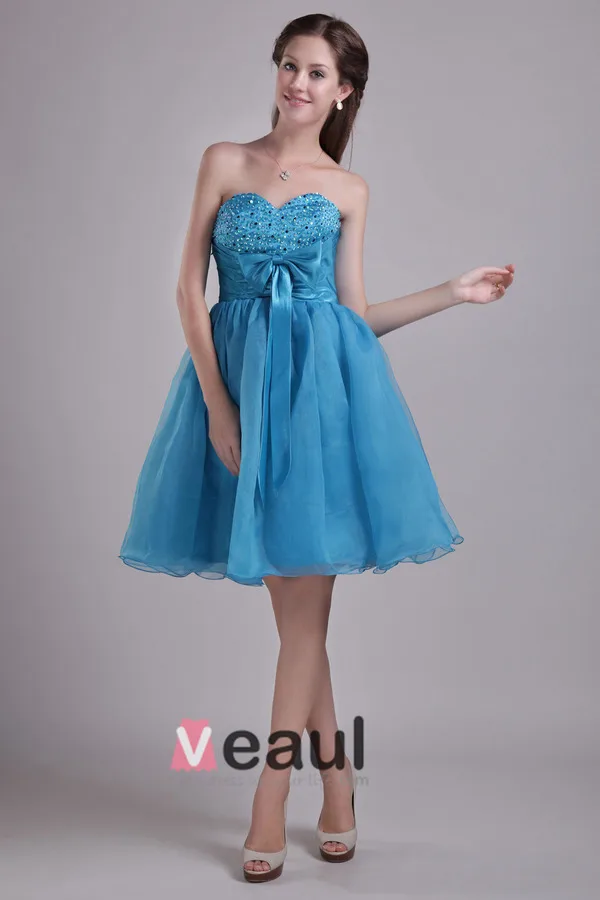 2015 Goodly Short Strapless Blue Cocktail Dress