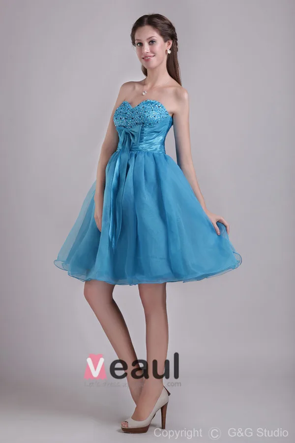 2015 Goodly Short Strapless Blue Cocktail Dress