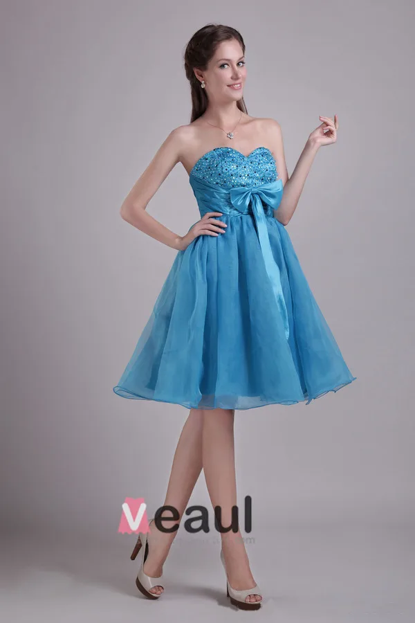 2015 Goodly Short Strapless Blue Cocktail Dress