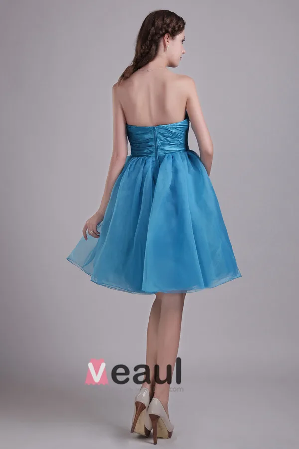 2015 Goodly Short Strapless Blue Cocktail Dress
