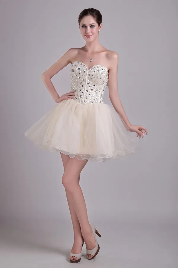 2015 Champagne Ball Gown Sweetheart Short Cocktail Dress