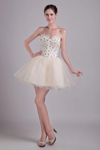 2015 Champagner Ballkleid Liebsten Kurz Cocktailkleid