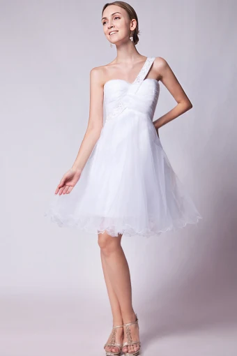 2015 Delicate Sleeveless White One Shoulder Sweetheart Cocktail Dress