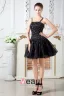 Fines Bretelles Perlage Noir Une Ligne Robe De Cocktail Courte