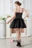 Fines Bretelles Perlage Noir Une Ligne Robe De Cocktail Courte