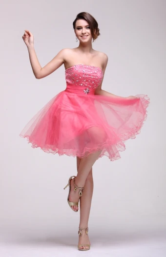 2015 Sleeveless Watermelon Strapless Cocktail Dress