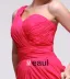 2015 Epidemic Pleated One-shoulder Fuchsia Cocktail Dress