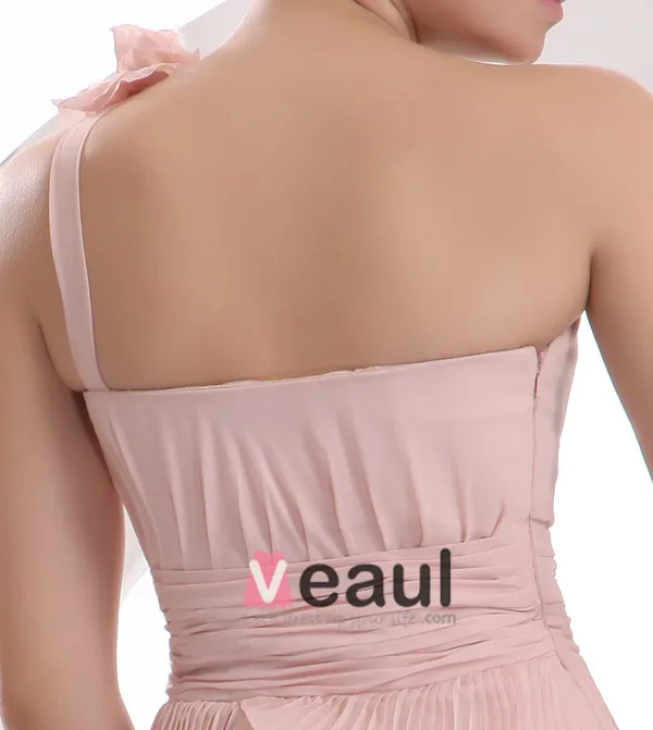 Mode Ett-line One-shoulder Rufsar Rosa Cocktailklänning