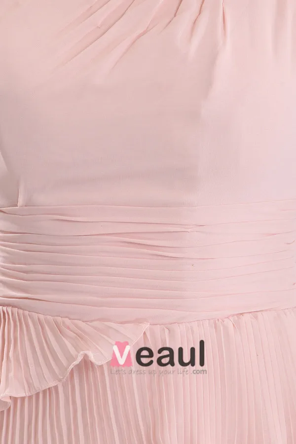 Mode Ett-line One-shoulder Rufsar Rosa Cocktailklänning