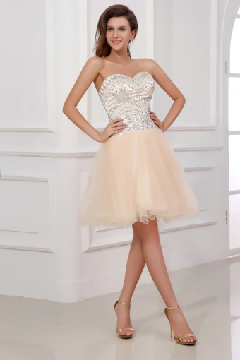 2015 Popular Sweetheart Beading Ruffle Cocktail Dress