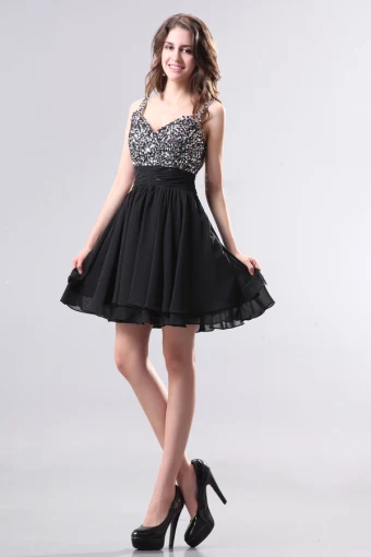 2015 Classic Black Beading Empire Cocktail Dresses