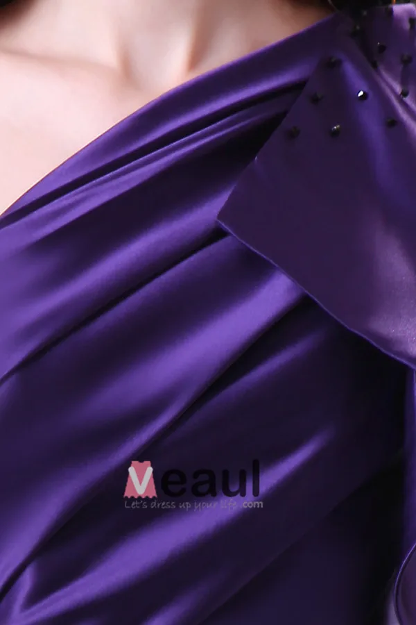 Gaine Robe De Fête Robe De Cocktail Courtes Violet Une Épaule