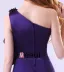 Gaine Robe De Fête Robe De Cocktail Courtes Violet Une Épaule