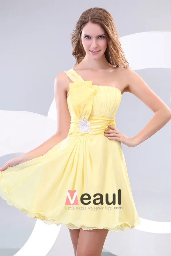 2015 Chic Draped Sash Backless One-shoulder Cocktail Dress Party Dress