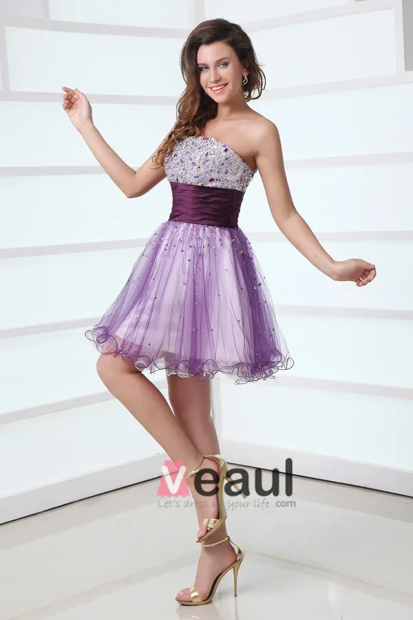 2015 Empire Strapless Sequined Zipper Short Cocktail Dresses
