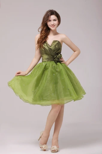 2015 Green A Line Short Cocktail Dress