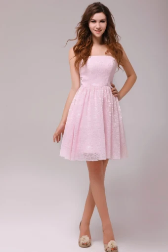 2015 Agraciado Línea A De La Rodilla Longitud Vestido De Cóctel De Color Rosa